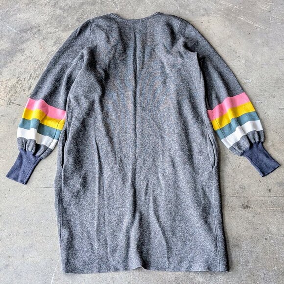 Boden Berkshire Coatigan in Charcoal Melange Long Cardigan Gray Stripes size 2 - Picture 8 of 8